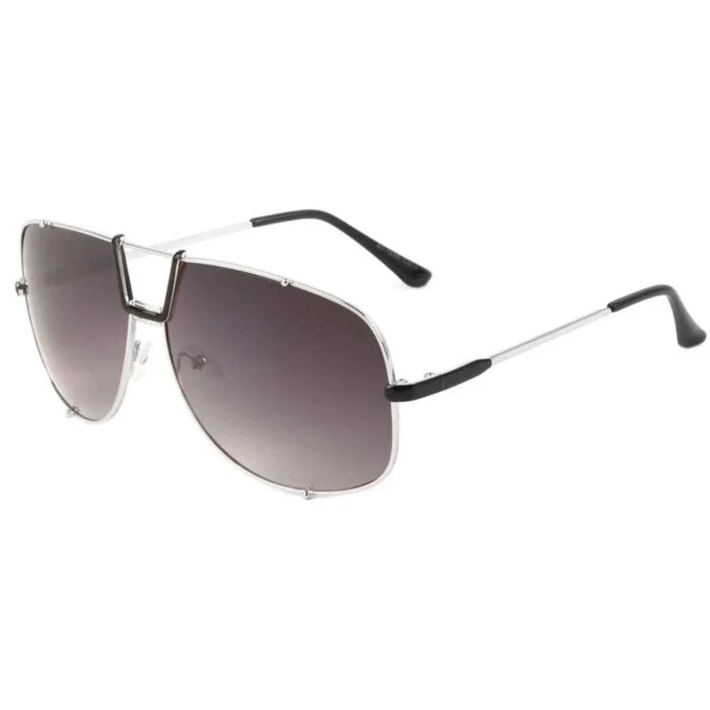 Aviator Sunglasses Silver Frame Fashion Visor Shield Style Pilot Street Wear New
